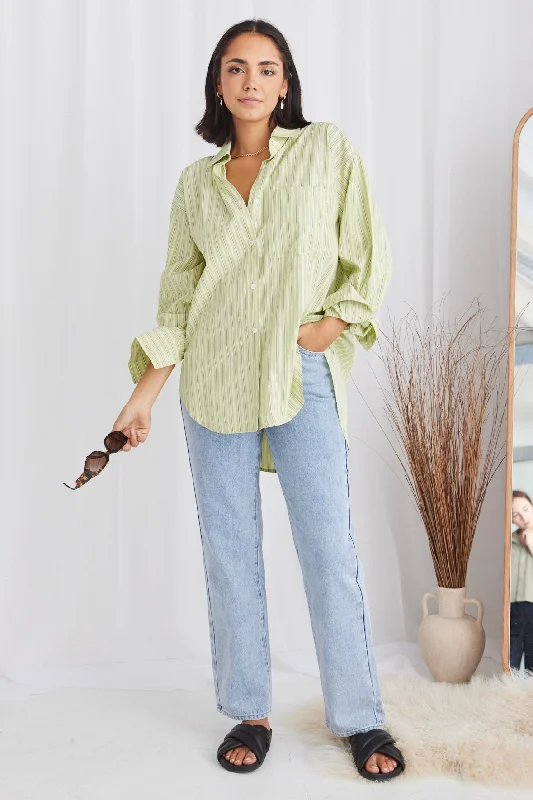 California Pistachio Stripe Oversized Shirt