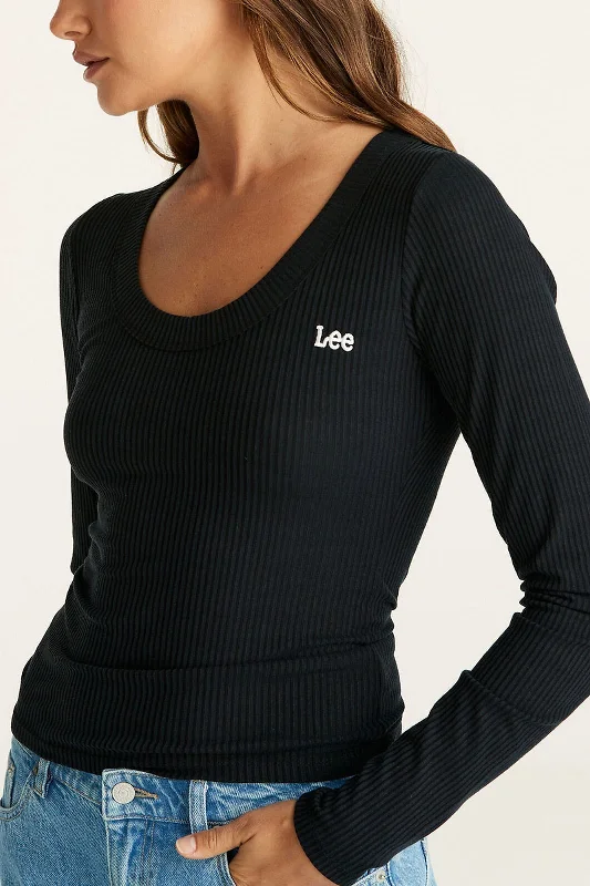 Essential Black LS Rib Tee