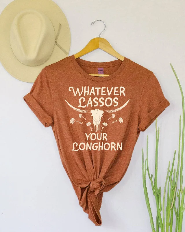 Whatever Lassos Your Longhorn Tee - Heather Autumn