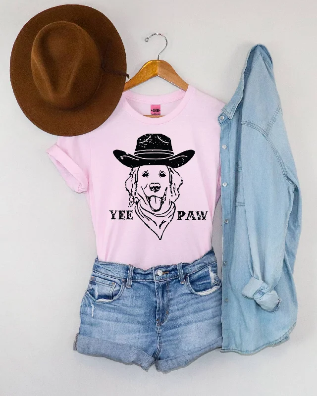 Yee Paw Western Graphic Cute Dog Tee - Pink