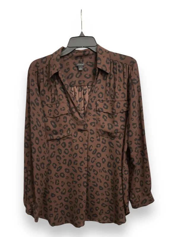 Blouse Long Sleeve By Ann Taylor In Animal Print, Size: L