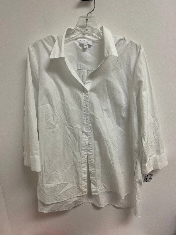 Blouse Long Sleeve By J. Jill In White, Size: L