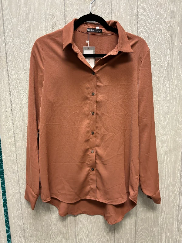 Blouse Long Sleeve By Shein In Brown, Size: S