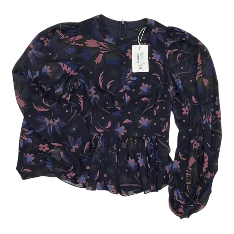 Blouse Ls By Ted Baker In Navy, Size:S