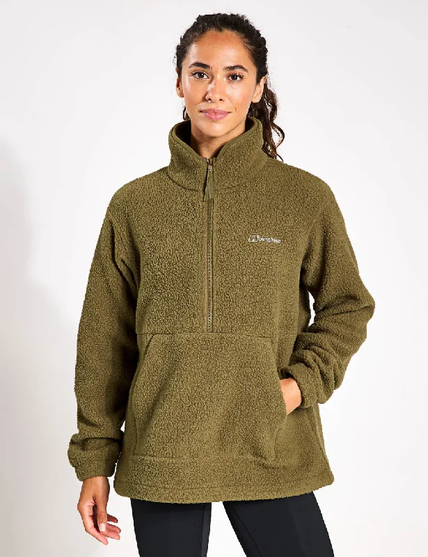 Hawksker Half Zip Sherpa Fleece - Bark Brown