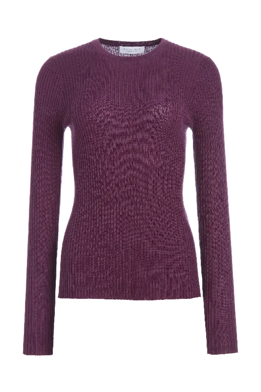 Browning Knit Sweater in Italian Plum Cashmere Silk