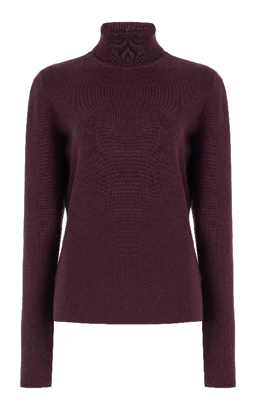 May Knit Turtleneck in Deep Bordeaux Merino Wool Cashmere