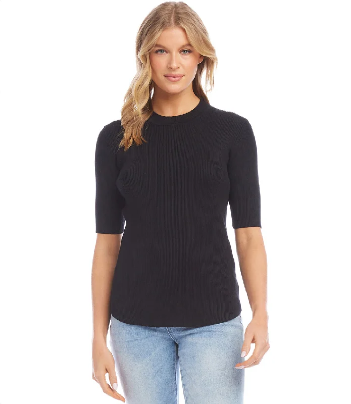 Short Sleeve Ribbed Sweater