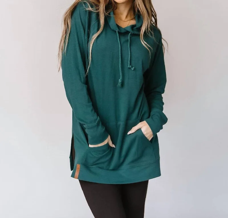 Sideslit Hoodie In Teal