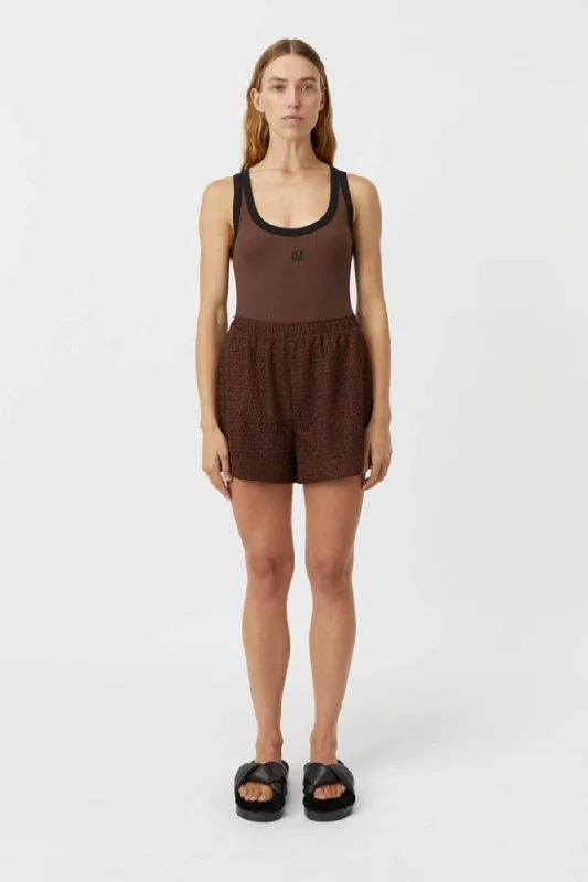 Camilla and Marc Nora Contrast Bind Scoop Neck Tank - Mocha/Black