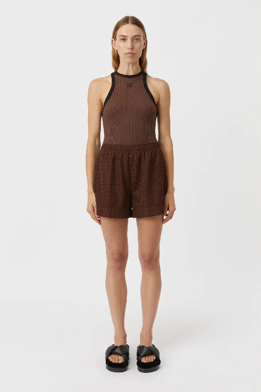 Camilla and Marc Nora Contrast Bind Tank - Mocha/Black