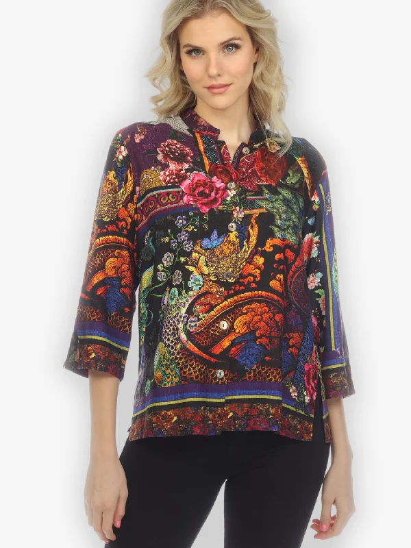 Dragon Patchwork Classic Citron Style Blouse