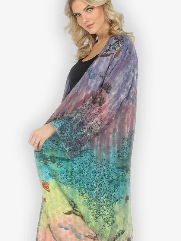 Koi Waves Butterflies Open Front Duster