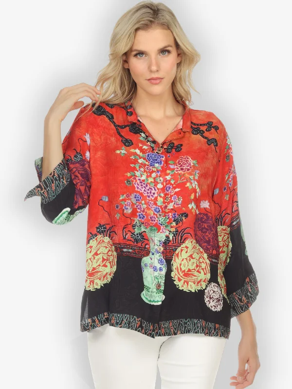 Landscape Mono Tree Silk Blend Blouse