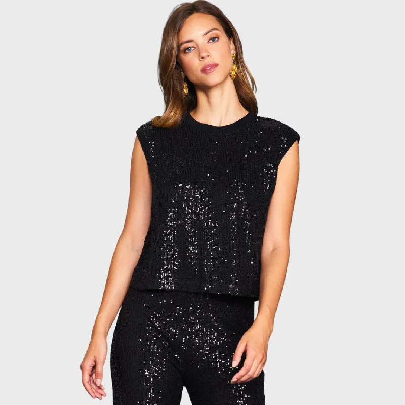 Sequin Bubble Muscle Tank (Black)