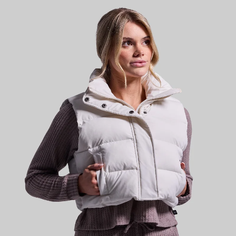 Fireside Cropped Puffer Vest (Ivory)