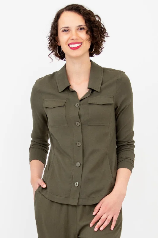 Lauren Jacket, Khaki, Linen Bamboo