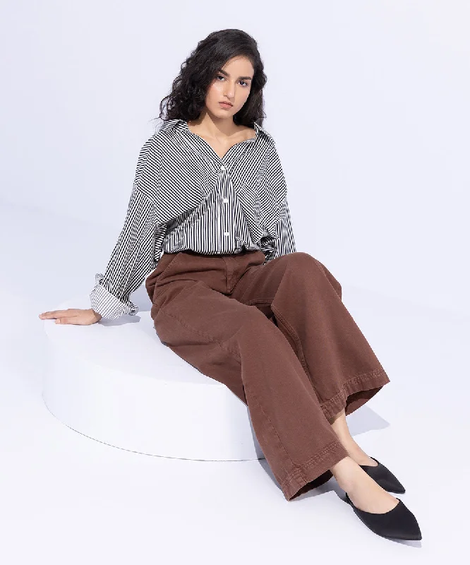 Twill Wide Leg Trousers