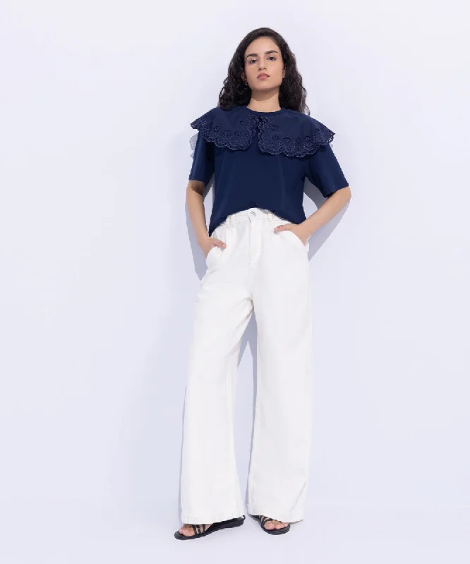 Twill Wide Leg Trousers